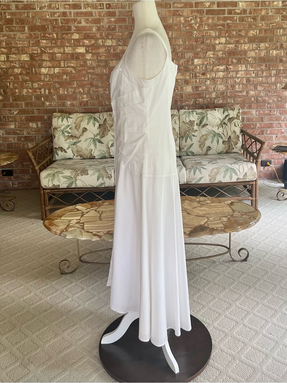 WHBM White Ruched Bodice Button Front Sateen Midi Dress NWT 6 Quiet Luxury - Picture 9 of 17